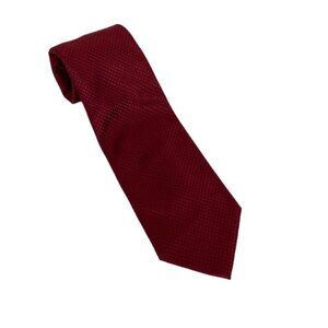 Kenneth Cole Reaction 100% Silk Red Tie Hand Made Swiss Dot Print‎ Burgundy Red